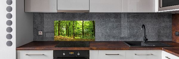 Rivestimento parete cucina con motivo «Sentiero nel bosco»