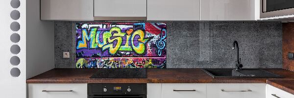 Rivestimento parete cucina con motivo graffiti