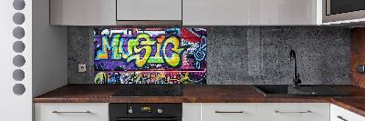 Rivestimento parete cucina con motivo graffiti