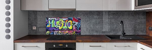 Rivestimento parete cucina con motivo graffiti