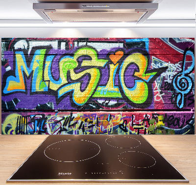 Rivestimento parete cucina con motivo graffiti