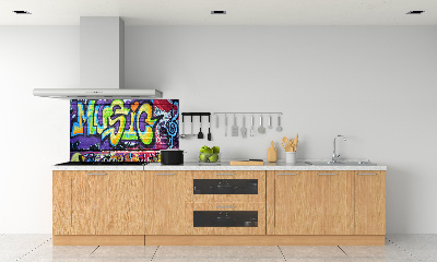 Rivestimento parete cucina con motivo graffiti
