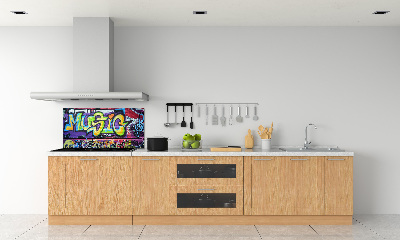 Rivestimento parete cucina con motivo graffiti