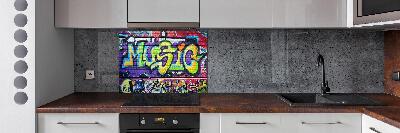Rivestimento parete cucina con motivo graffiti