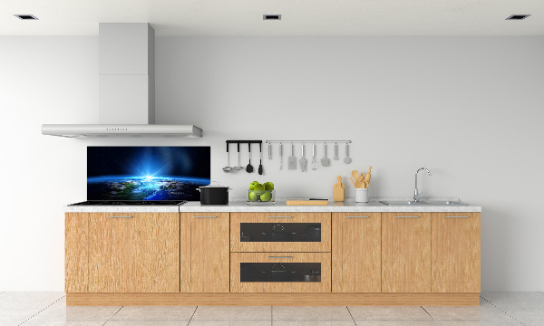 Rivestimento parete cucina con stampa del pianeta Terra