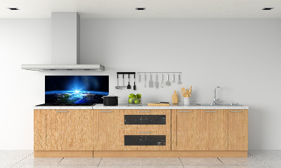 Rivestimento parete cucina con stampa del pianeta Terra