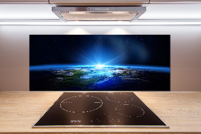 Rivestimento parete cucina con stampa del pianeta Terra