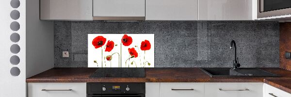 Rivestimento parete cucina con motivo papaveri