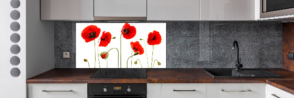 Rivestimento parete cucina con motivo papaveri