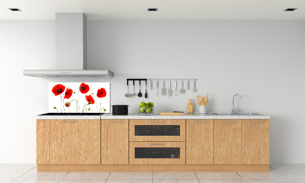 Rivestimento parete cucina con motivo papaveri