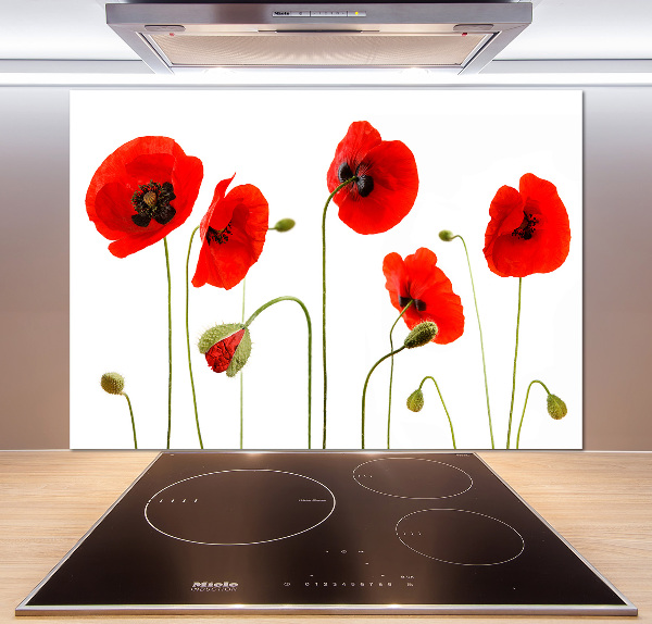 Rivestimento parete cucina con motivo papaveri