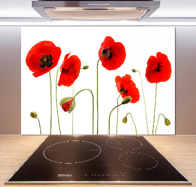 Rivestimento parete cucina con motivo papaveri