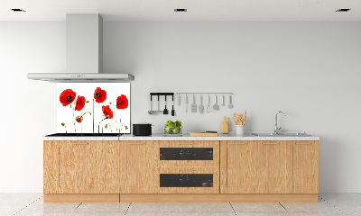 Rivestimento parete cucina con motivo papaveri