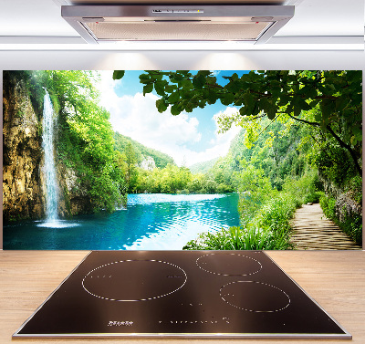 Pannello retrocucina con stampa Cascata nella foresta