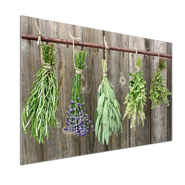 Pannello paraschizzi cucina con motivo di erbe aromatiche su un filo