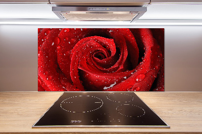 Rivestimento parete cucina con motivo di gocce su una rosa