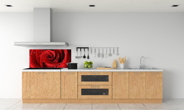 Rivestimento parete cucina con motivo di gocce su una rosa