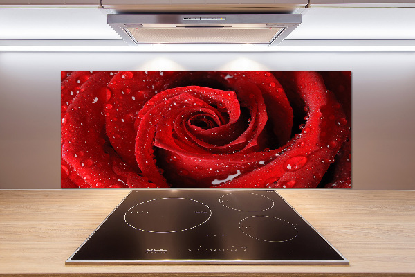 Rivestimento parete cucina con motivo di gocce su una rosa