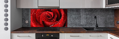 Rivestimento parete cucina con motivo di gocce su una rosa