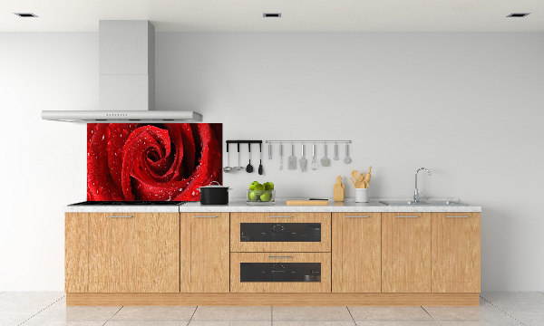 Rivestimento parete cucina con motivo di gocce su una rosa