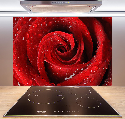 Rivestimento parete cucina con motivo di gocce su una rosa