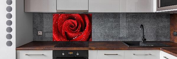 Rivestimento parete cucina con motivo di gocce su una rosa