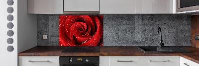 Rivestimento parete cucina con motivo di gocce su una rosa