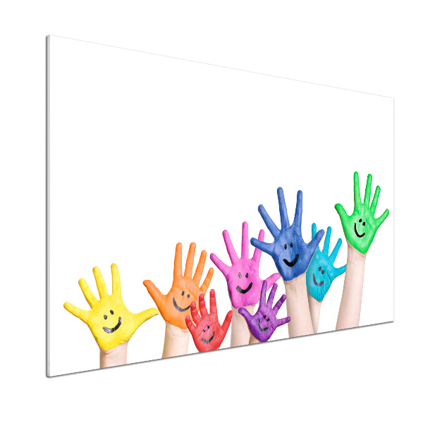 Pannello retrocucina con motivo di mani dipinte