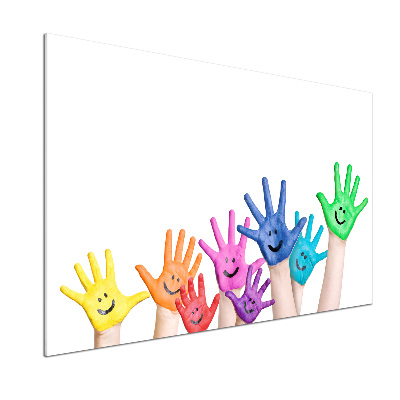 Pannello retrocucina con motivo di mani dipinte