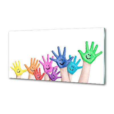 Pannello retrocucina con motivo di mani dipinte