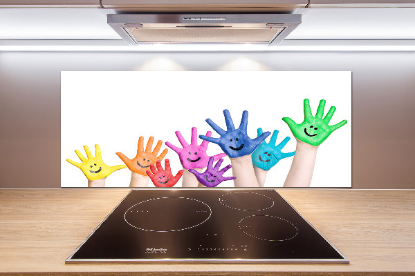 Pannello retrocucina con motivo di mani dipinte