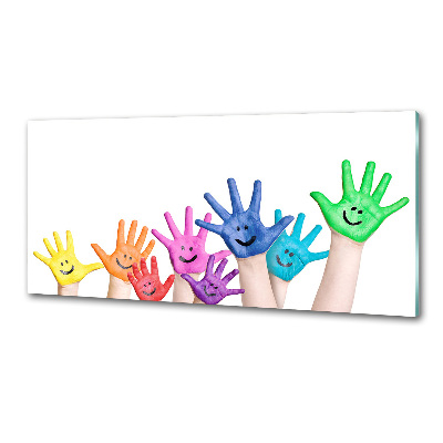 Pannello retrocucina con motivo di mani dipinte