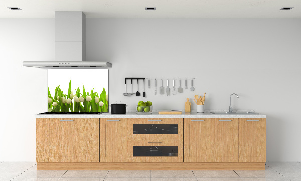 Pannello paraschizzi cucina con motivo di tulipani bianchi