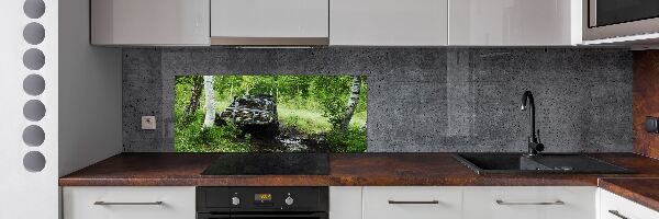 Pannello retrocucina con stampa Jeep nella foresta