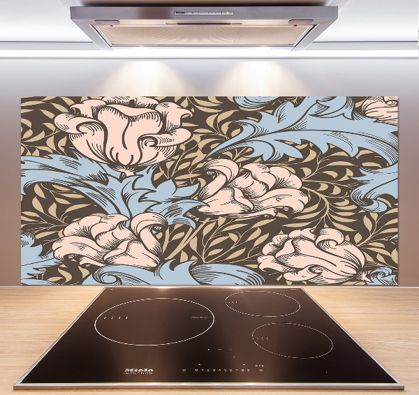 Rivestimento parete cucina con motivo floreale