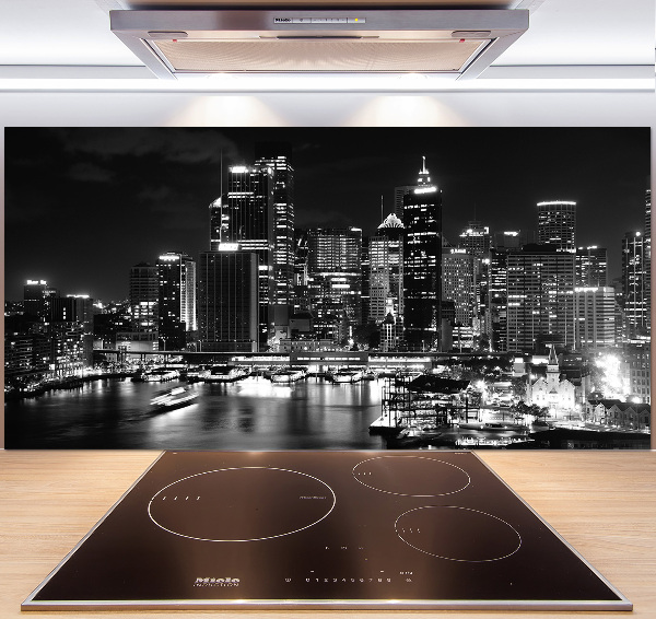 Rivestimento parete cucina con motivo 'Sydney di notte'