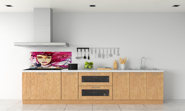 Rivestimento parete cucina con stampa a figura femminile astratta