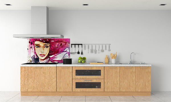 Rivestimento parete cucina con stampa a figura femminile astratta
