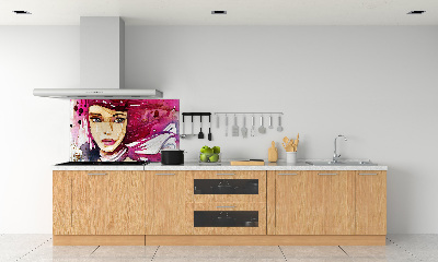 Rivestimento parete cucina con stampa a figura femminile astratta
