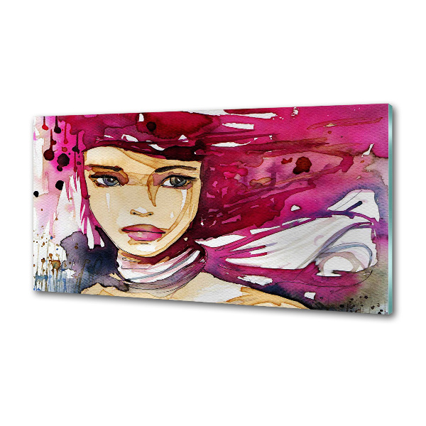 Rivestimento parete cucina con stampa a figura femminile astratta