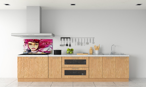 Rivestimento parete cucina con stampa a figura femminile astratta