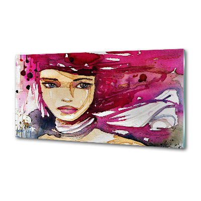 Rivestimento parete cucina con stampa a figura femminile astratta