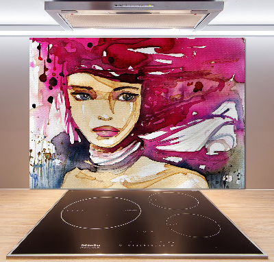 Rivestimento parete cucina con stampa a figura femminile astratta