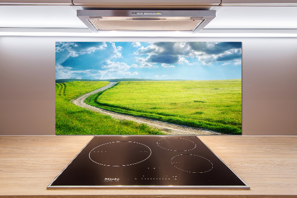 Rivestimento parete cucina con decorazione 