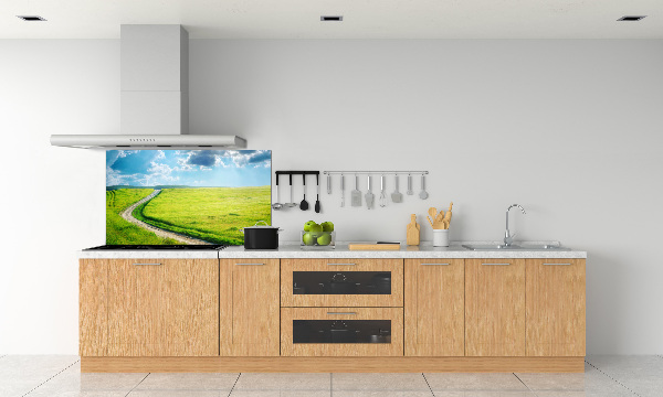 Rivestimento parete cucina con decorazione 