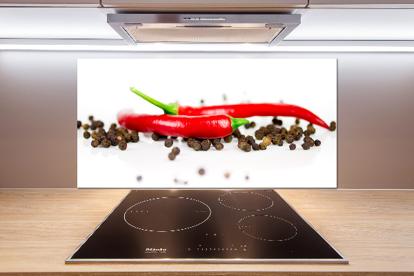 Rivestimento parete cucina con motivo peperoncino e pepe