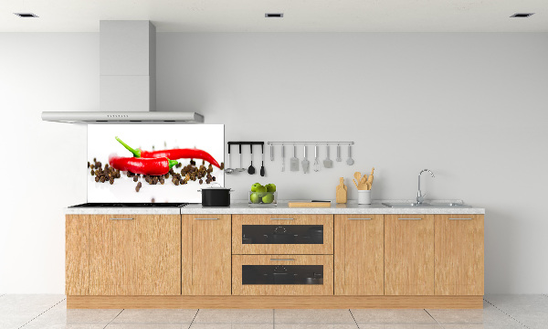 Rivestimento parete cucina con motivo peperoncino e pepe