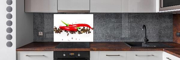 Rivestimento parete cucina con motivo peperoncino e pepe