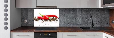 Rivestimento parete cucina con motivo peperoncino e pepe