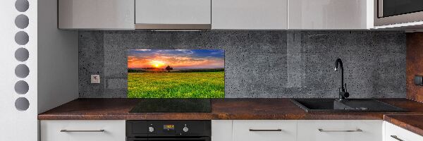Rivestimento parete cucina con motivo 'Prato del tramonto'